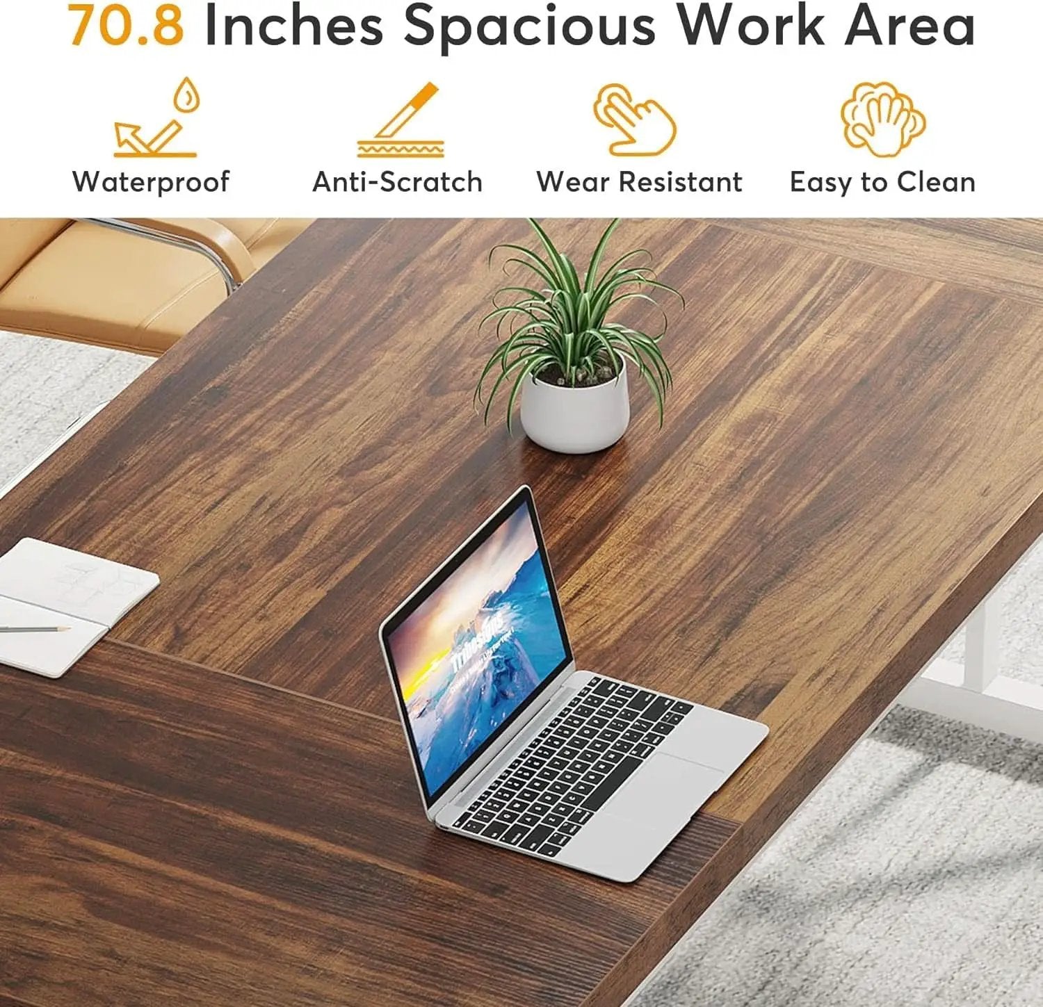 70.8 Inch Executive Desk Brown White Home Office Desk from PriceLows™