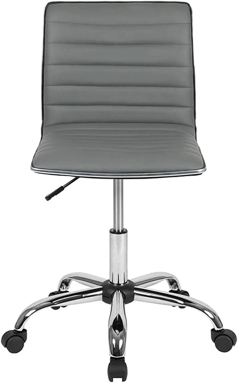 Alan Low Back Light Gray Ribbed Swivel Office Chair from PriceLows™