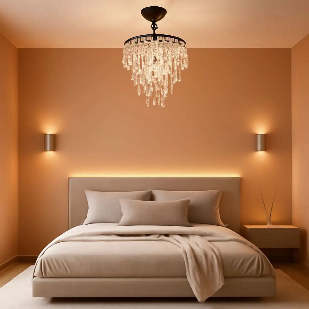 Small Black Crystal Chandelier Flush Mount With Raindrops from PriceLows™