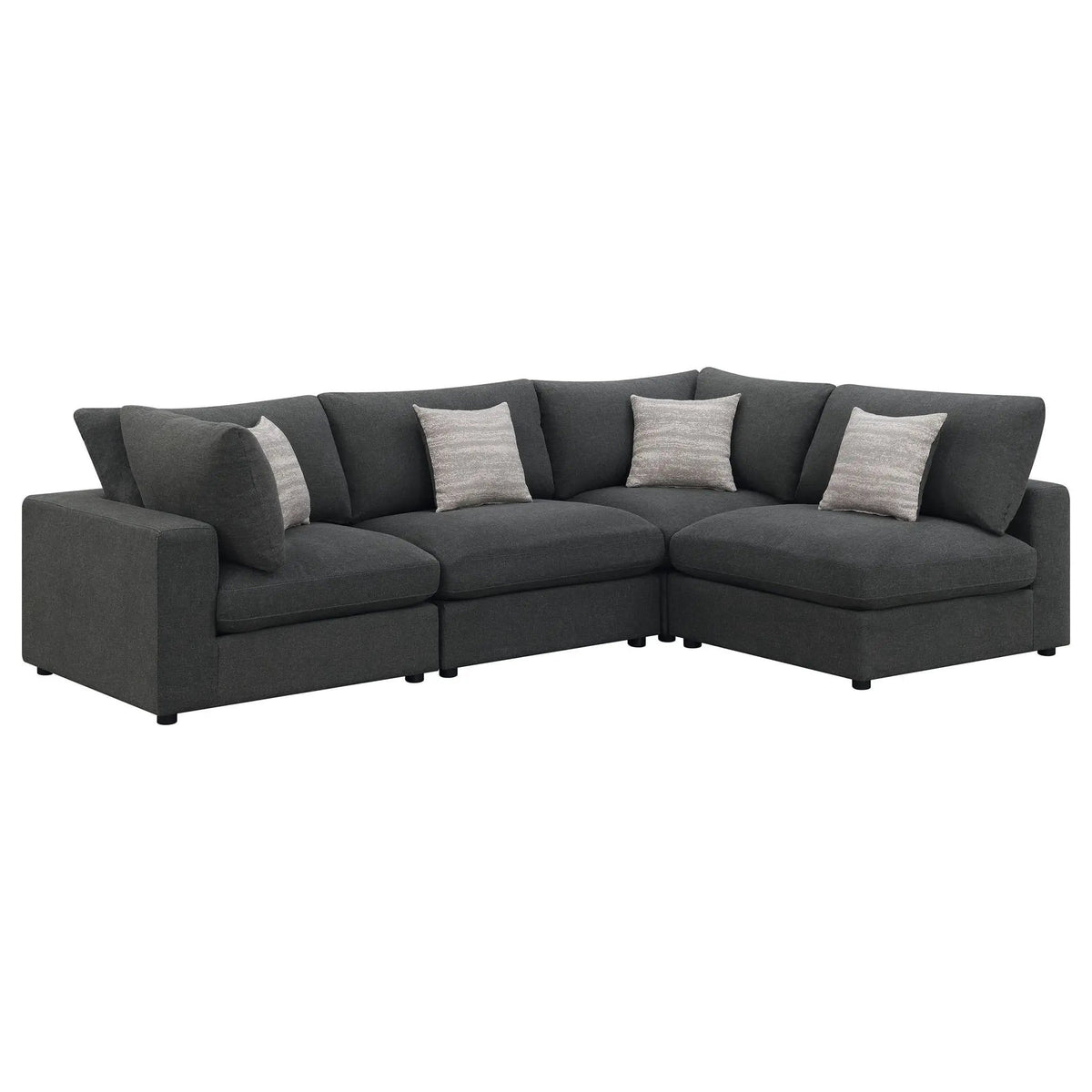 Serene 4-piece Upholstered Modular Sectional Sofa (Style 2) | 4-Piece Set | Linen | Charcoal