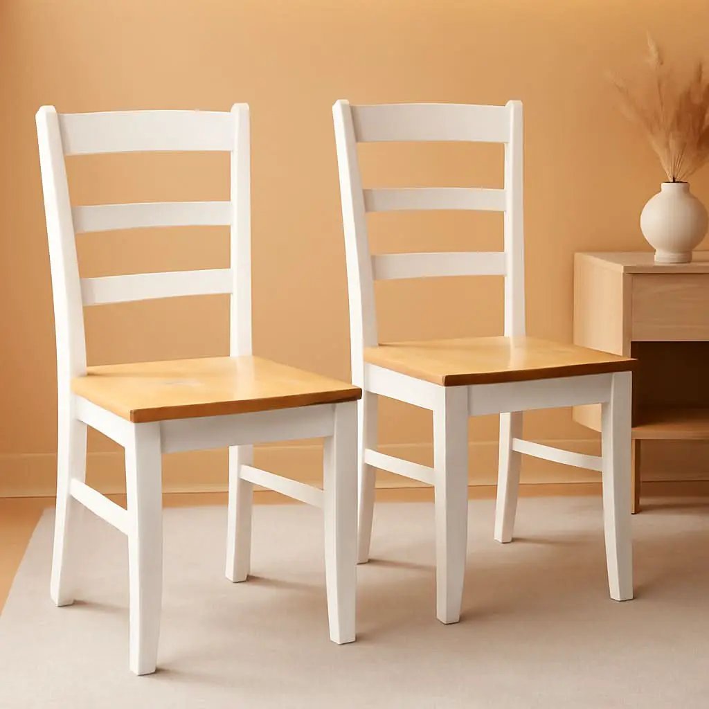 Madrid Ladderback Dining Chairs Parawood Construction White Natural from PriceLows™