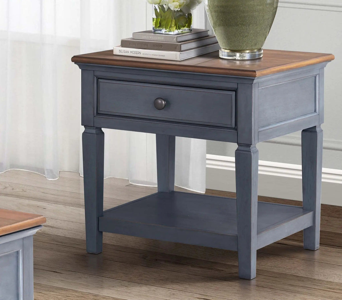 End Table - | 24 x 24 x 24 in | Wood | Blue
