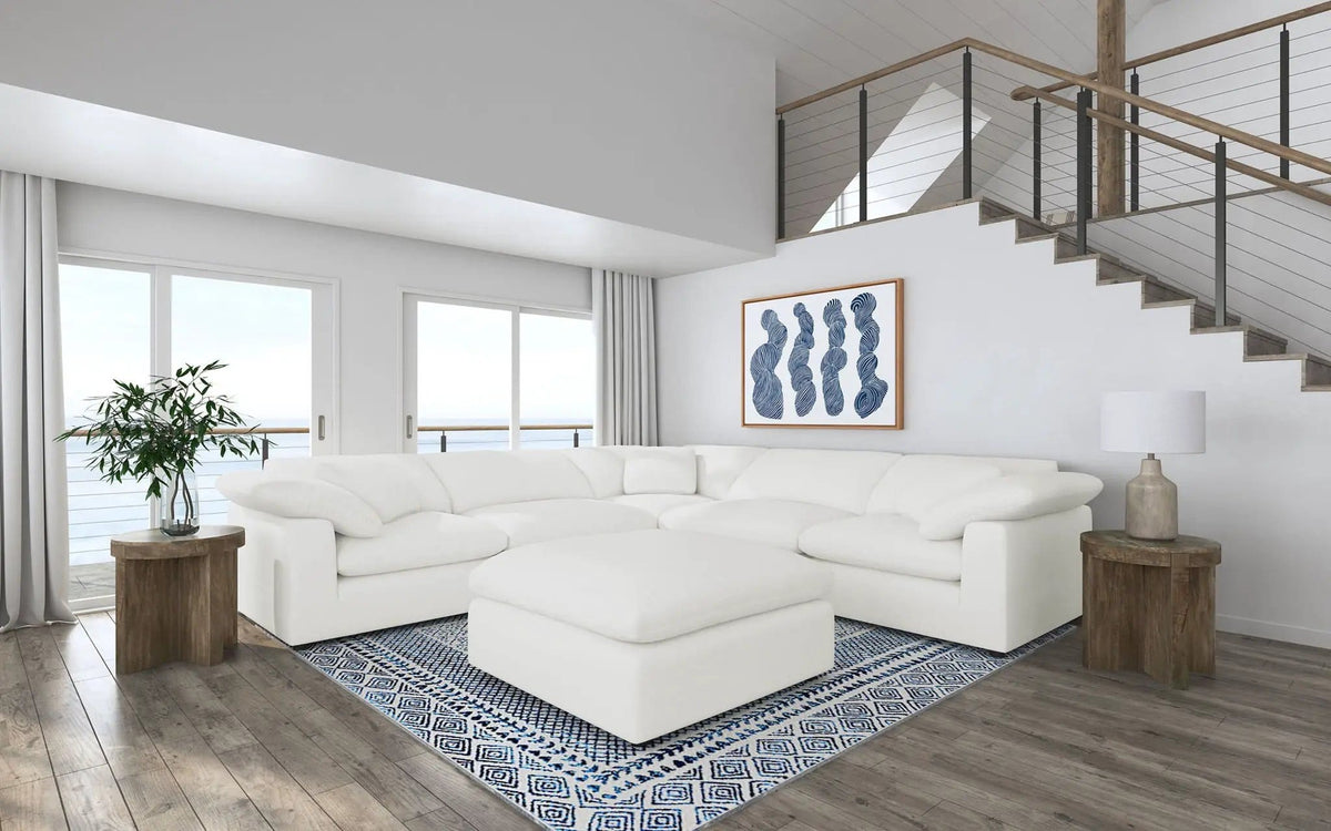 Raleigh 6-piece Boucle Upholstered Modular Sectional (Style 2) | 6-Piece Set | Boucle & Fabric | Ivory