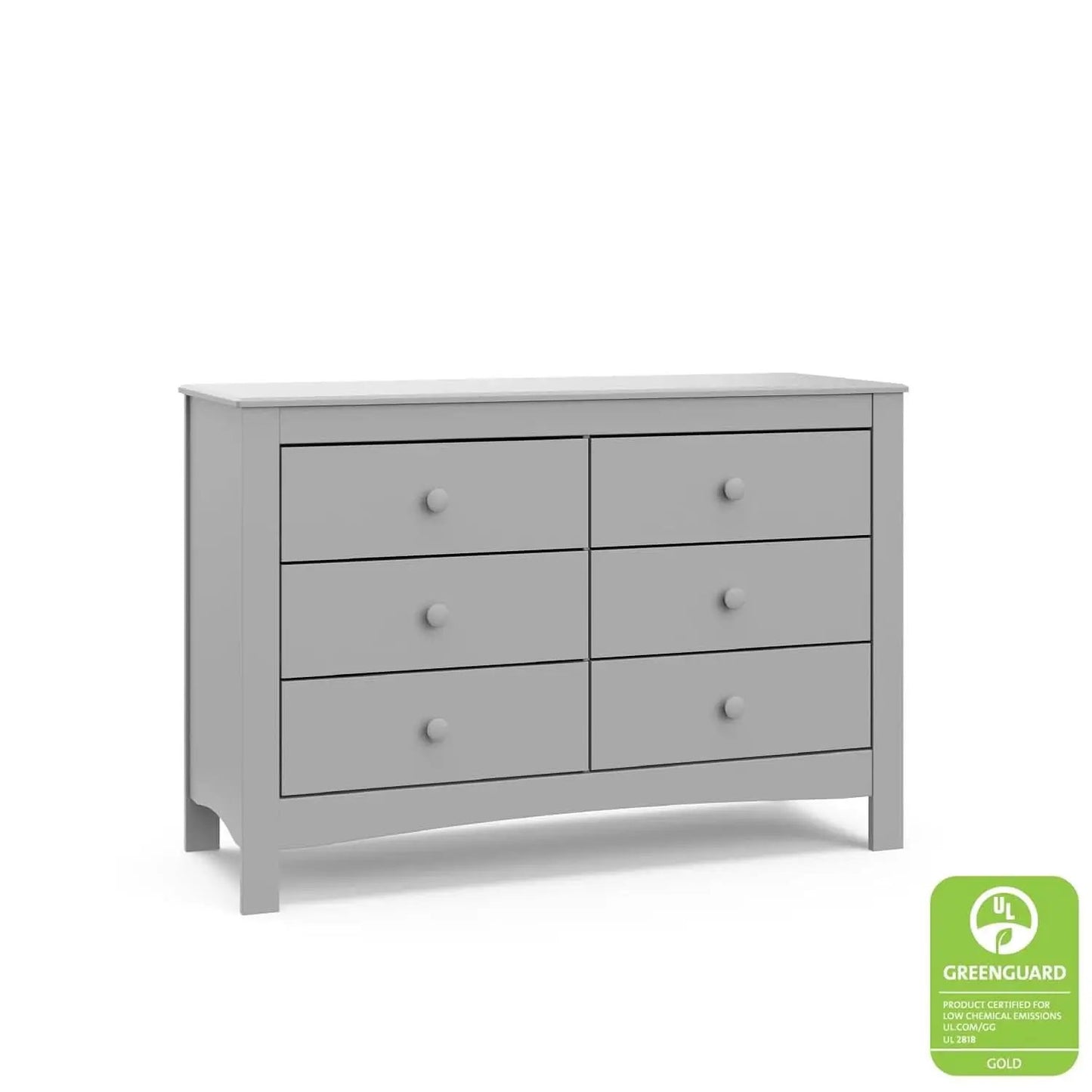 Pebble Gray 6 Drawer Double Dresser For Nursery And Kids from PriceLows™