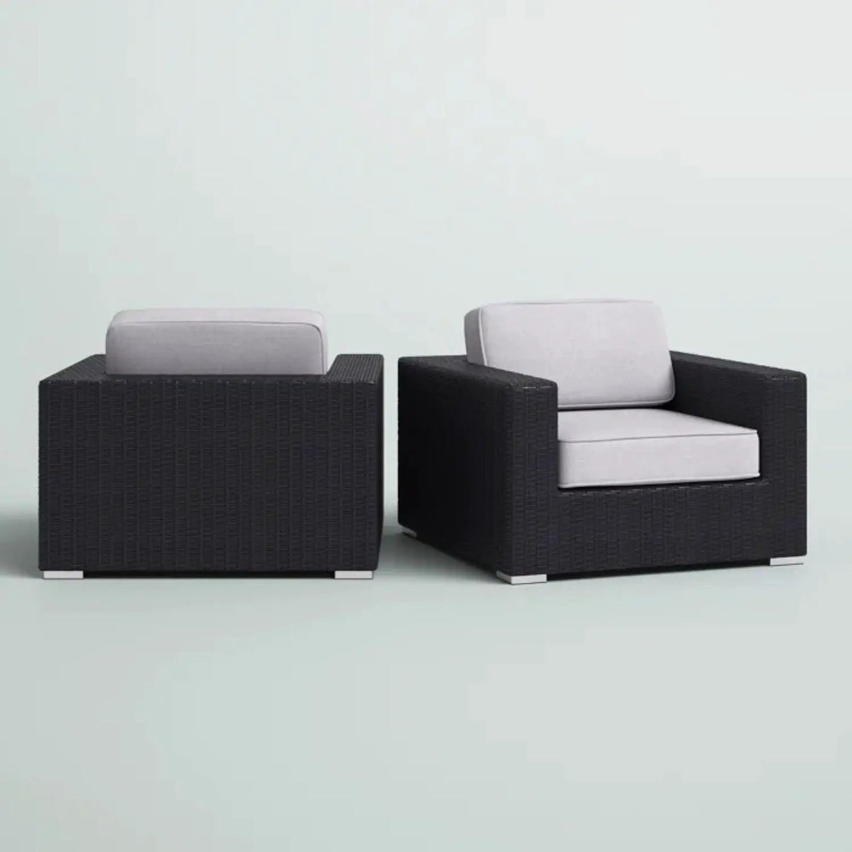 Patio Armchair With Cushions | Four Olefin Cushions | Industrial Accents | Weather-Resistant Build
