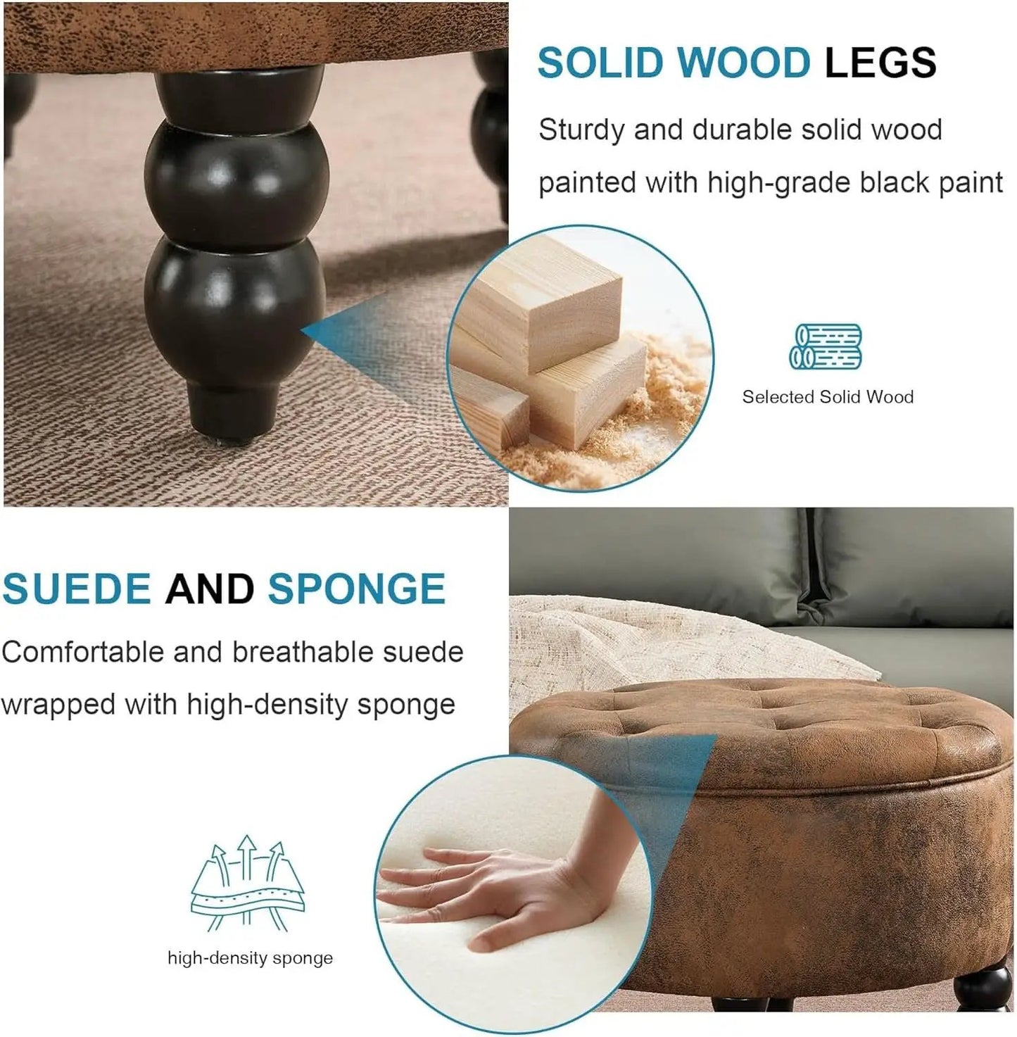 24 Inch Upholstered Storage Ottoman Featuring Tray from PriceLows™