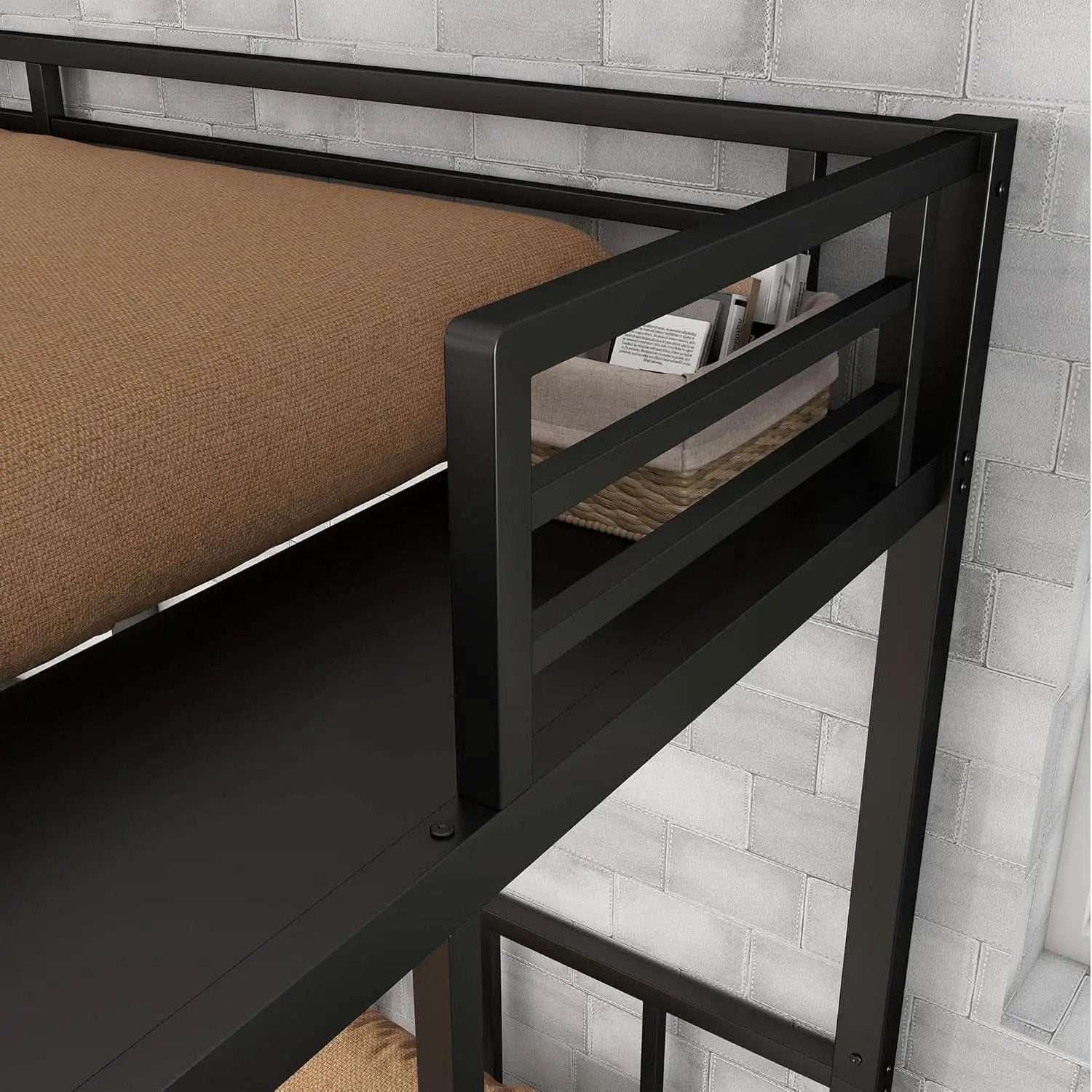 Triple Bunk Bed For Kids Metal Twin Over Twin Black from PriceLows™