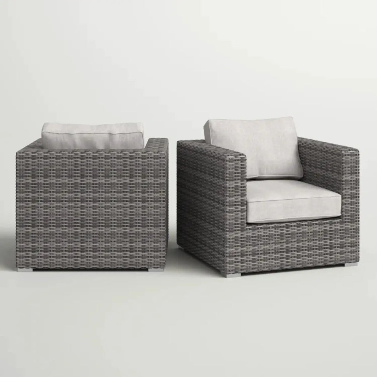 Patio Armchair With Cushions | Four Olefin Cushions | Industrial Accents | Weather-Resistant Build