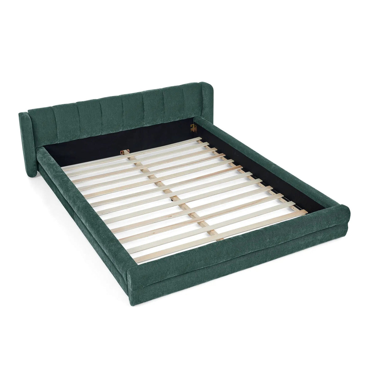 Modern Upholstered Bed Frame | Queen Size | Thick Fabric Upholstery | Grounded Headboard Design