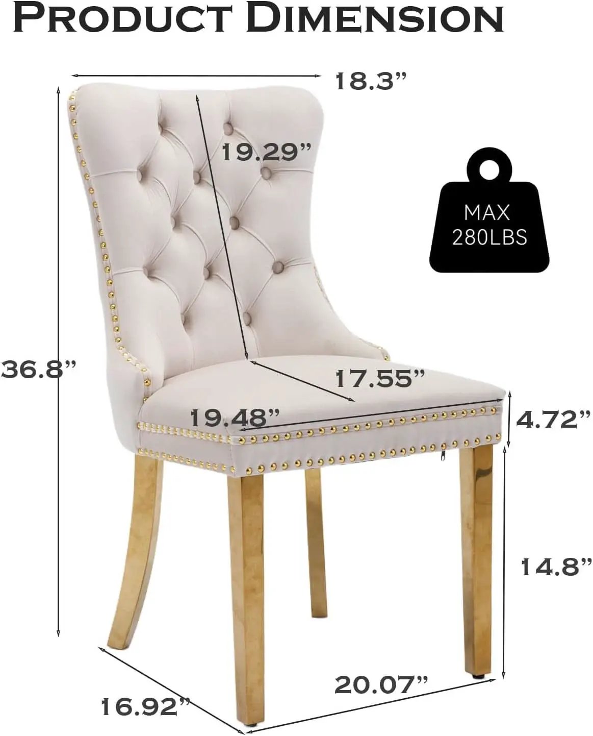 Velvet Dining Chairs Set Of 4 With Gold Plated Legs from PriceLows™