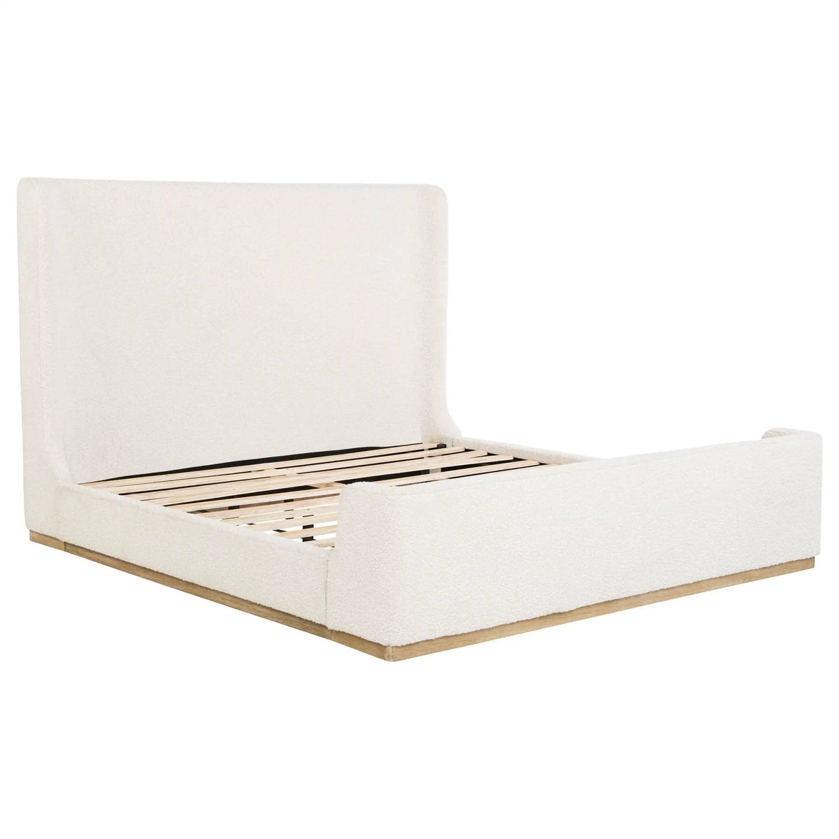 Nala Eastern King Bouclé Upholstered Platform Bed | 82.75 x 88.25 x 56.5 in | Rubberwood & Plywood | Cream