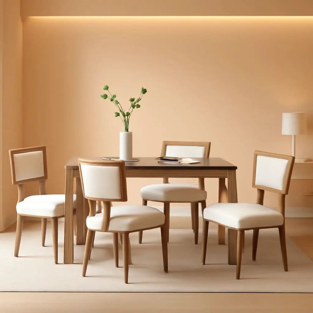 Mid Century Modern Armless Dining Chairs Beige Tone from PriceLows™