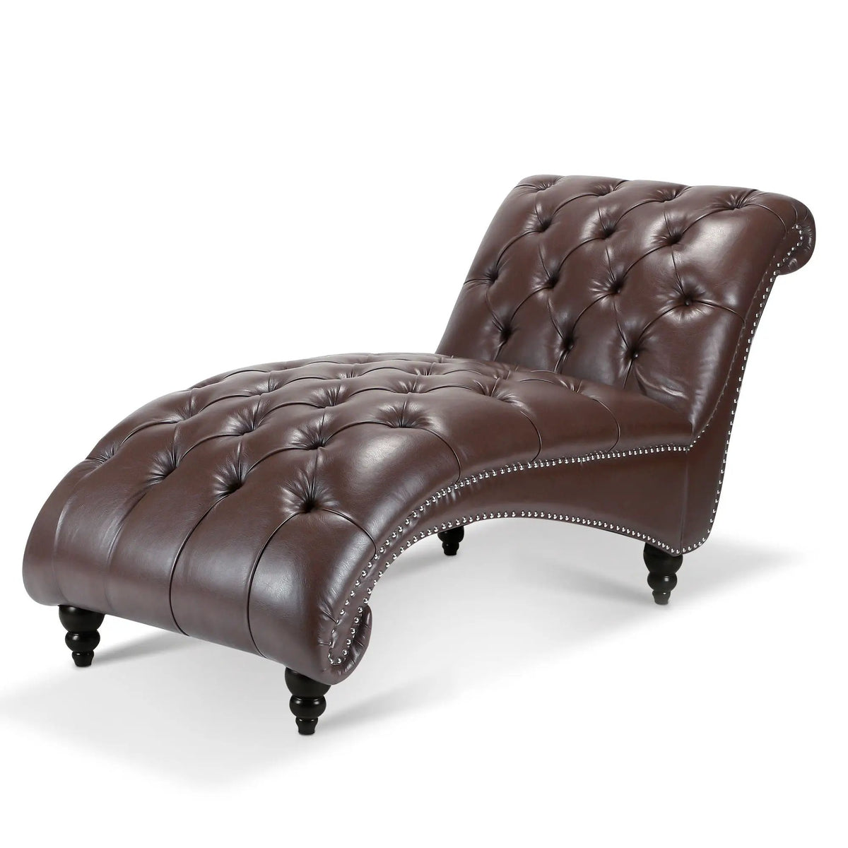 Tufted Armless Chaise Lounge | High Density Foam | Bubble Nail Trim