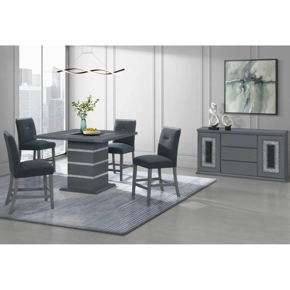 Ariya Buffet With Clear Glass Inlay | 2 Pieces | Glass & Acrylic | Dining Room