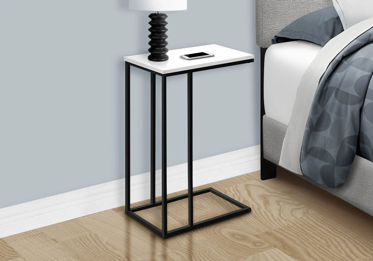 C-Shaped End Table | Space-Saving Design | Sleek Surface | Contemporary Style