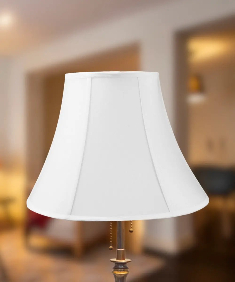 Bell Lampshade | White Shantung | Fully Lined | 18 By 14 Inch