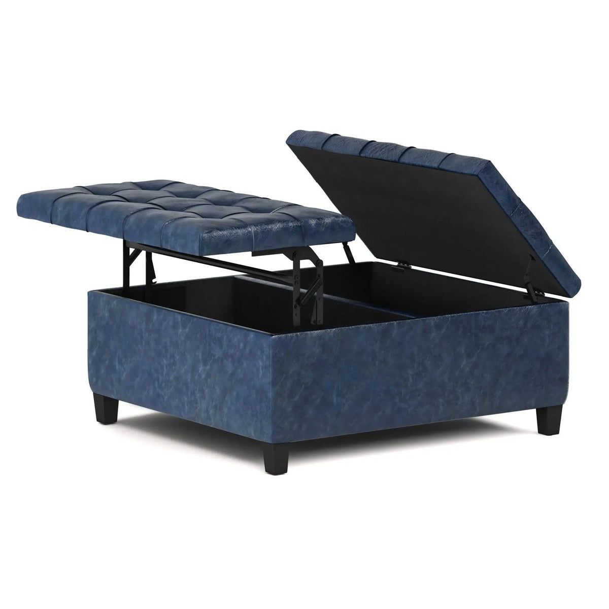 Coffee Table Storage Ottoman | Lift Top Hinge | Solid Wood Base | Large Square