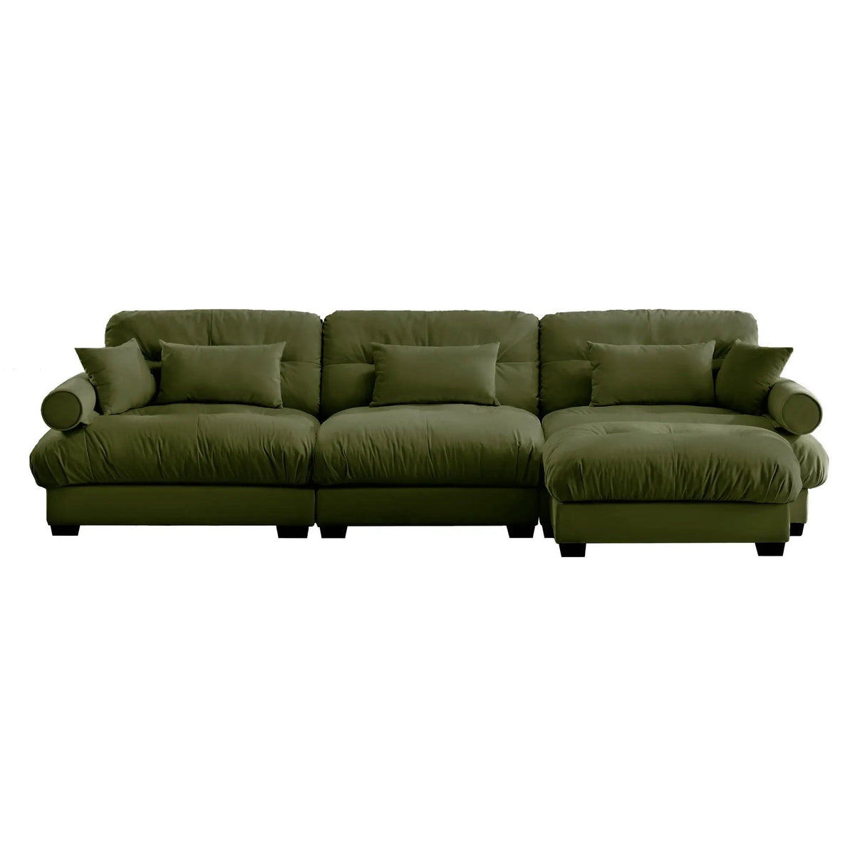 Modular Sectional Sofa | Deep Comfort Cushions | Vintage Fabric Ottoman