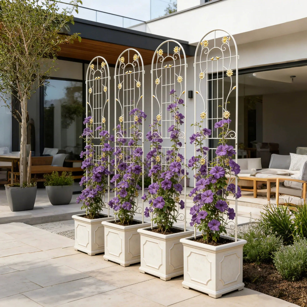 Metal Garden Trellis | Galvanized Steel | Powder Coated | 4 Piece Set