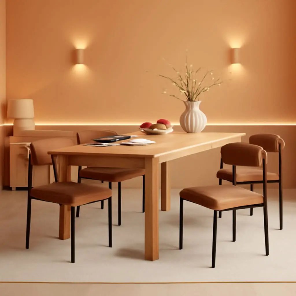 Brown Faux Leather Armless Upholstered Dining Chairs from PriceLows™