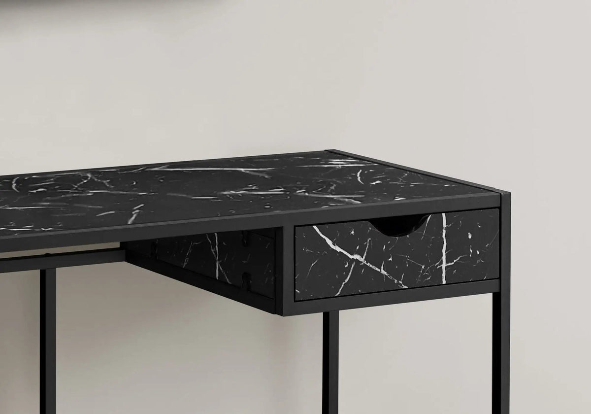 Compact Computer Desk | Small Storage Drawer | Slender Metal Frame | 42.25 Inch Length