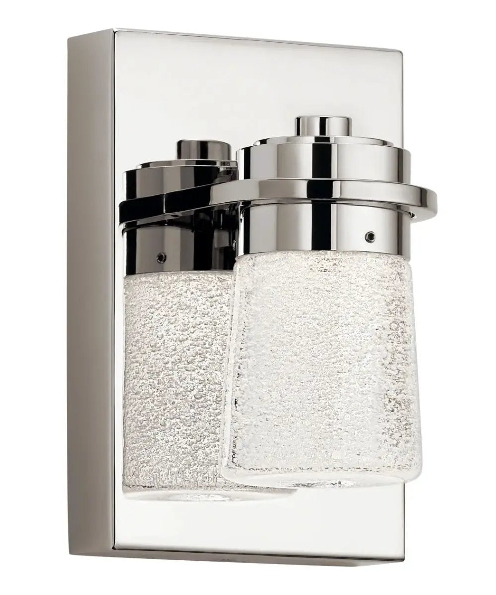 LED Vanity Light | Polished Nickel | Bubble Glass | 5 Inch
