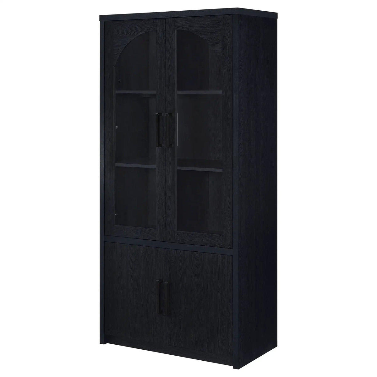Riva 4-door Tall Accent Display Cabinet LED Lighting | 35.5 x 15.5 x 70.75 in | Glass | Black