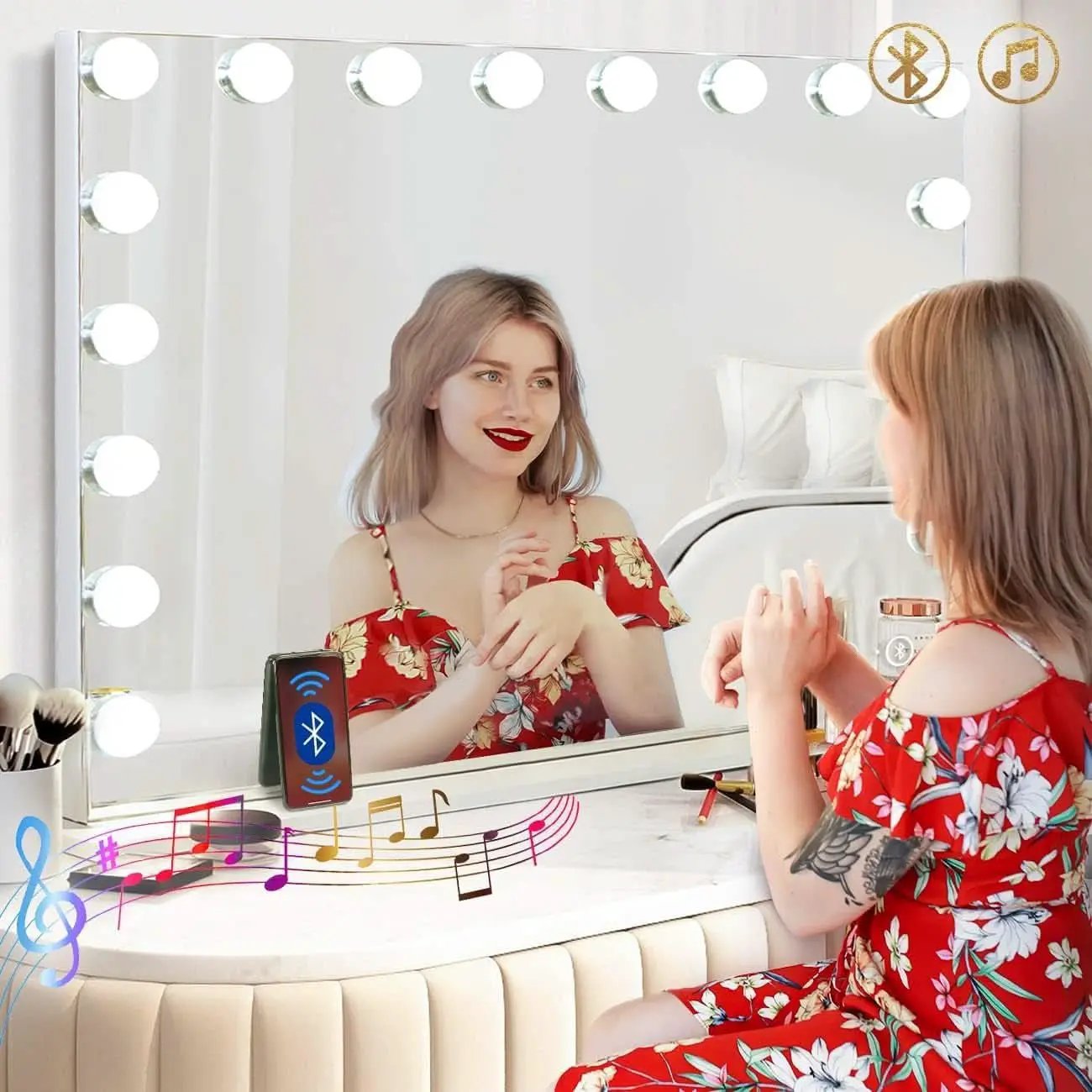 Vanity Mirror Lights And Bluetooth Speaker 32x23 Inches from PriceLows™