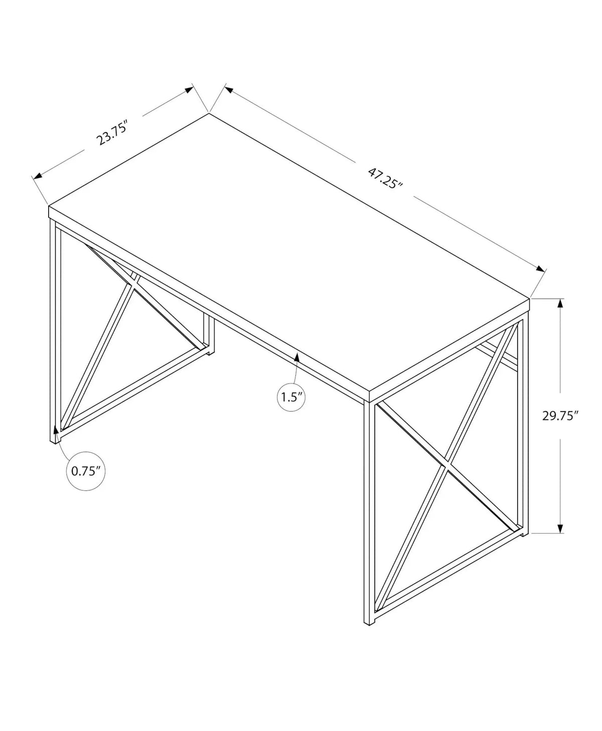 Laptop Computer Desk | 47.25 Inch Width | Thick Panel Tabletop | Space-Efficient Design
