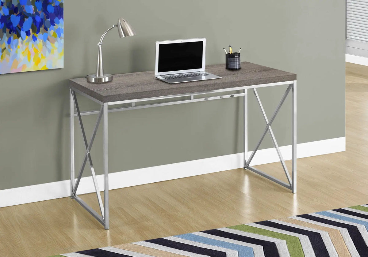 Glossy Computer Desk | 47.25 Inch Width | X-Design Metal Base | Easy-Clean Glossy Surface