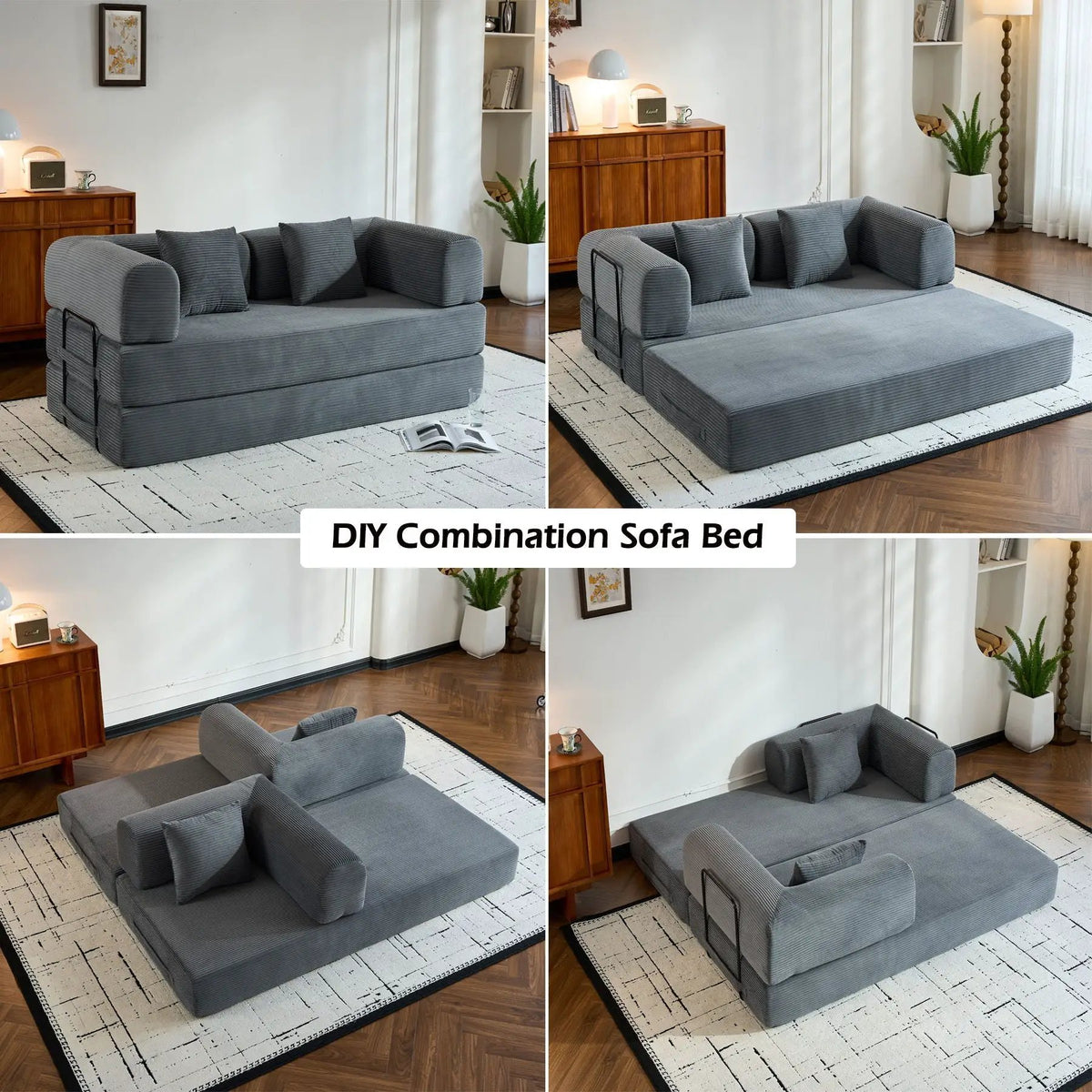 Convertible Sleeper Sofa Bed | 35D High Density Foam | 4 In 1 Design