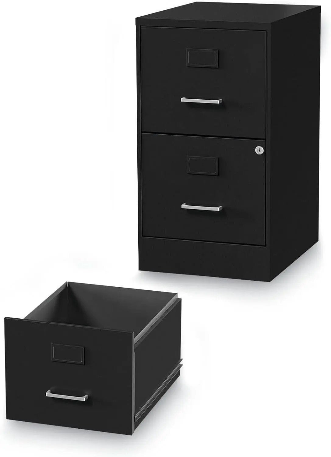 Soho Two Drawer Vertical Letter File Cabinet Black With Key Lock 14 x 18 x 24.1 In from PriceLows™