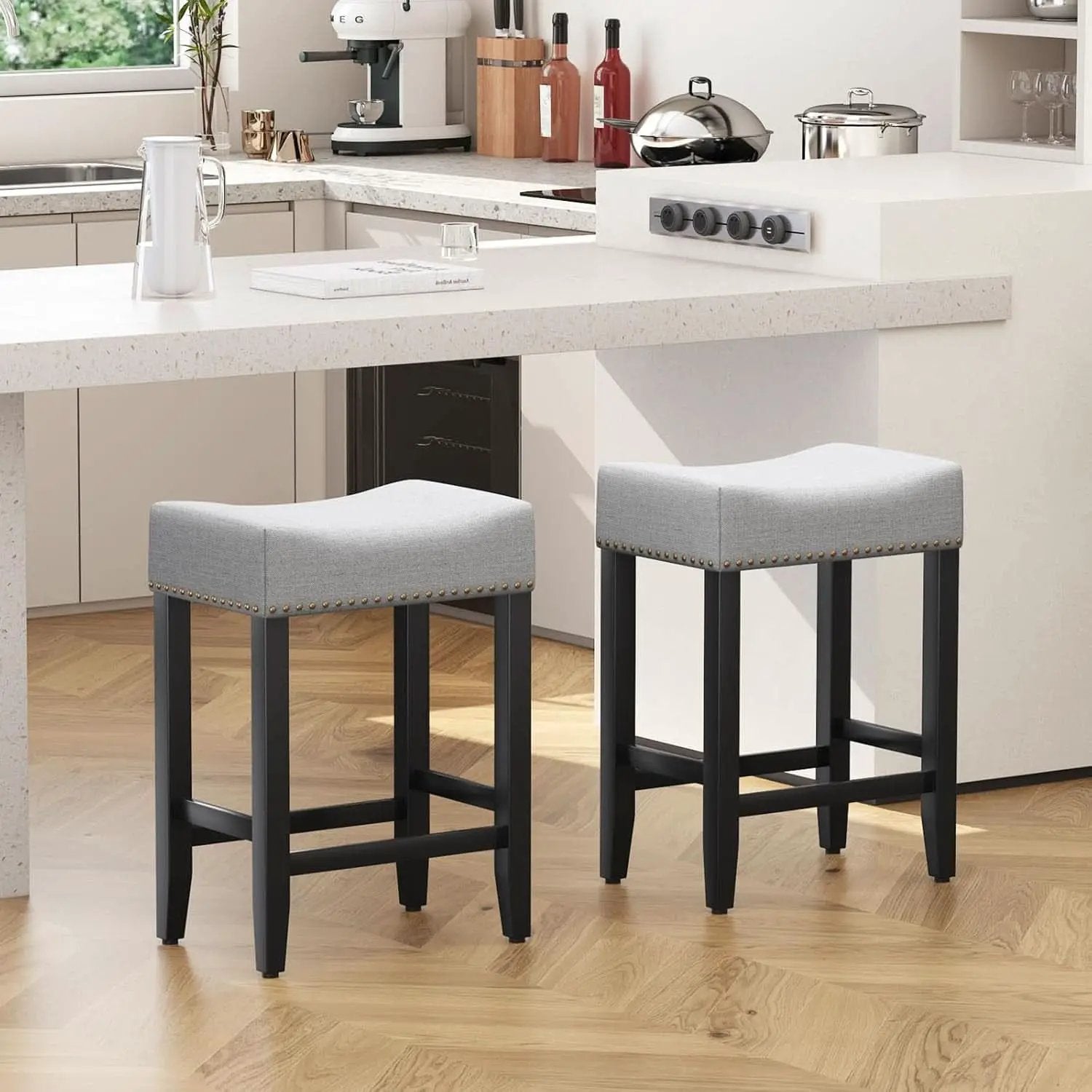 Ergonomic Upholstered Bar Stools Set for Kitchen Island from PriceLows™