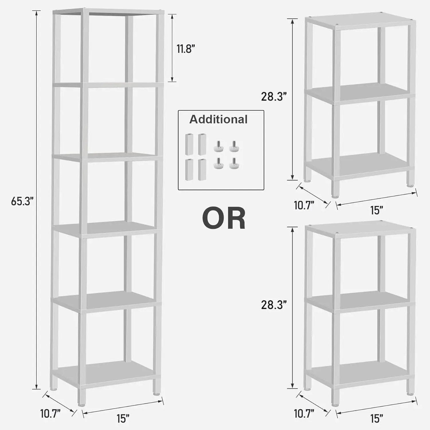 Six Tier Tall White Bookshelf For Small Spaces Living Room from PriceLows™