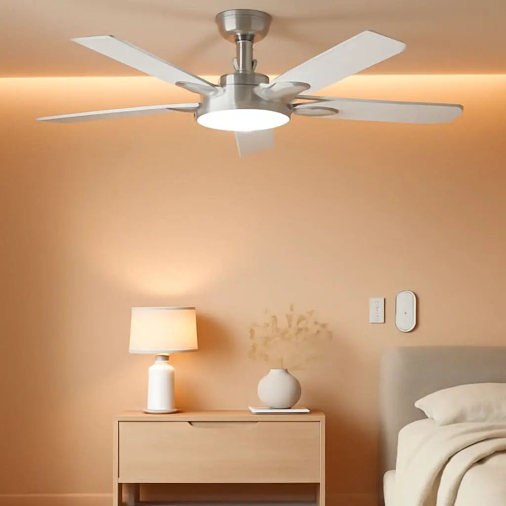 52 Inch Silver Ceiling Fan With Light And Remote Dimmable from PriceLows™