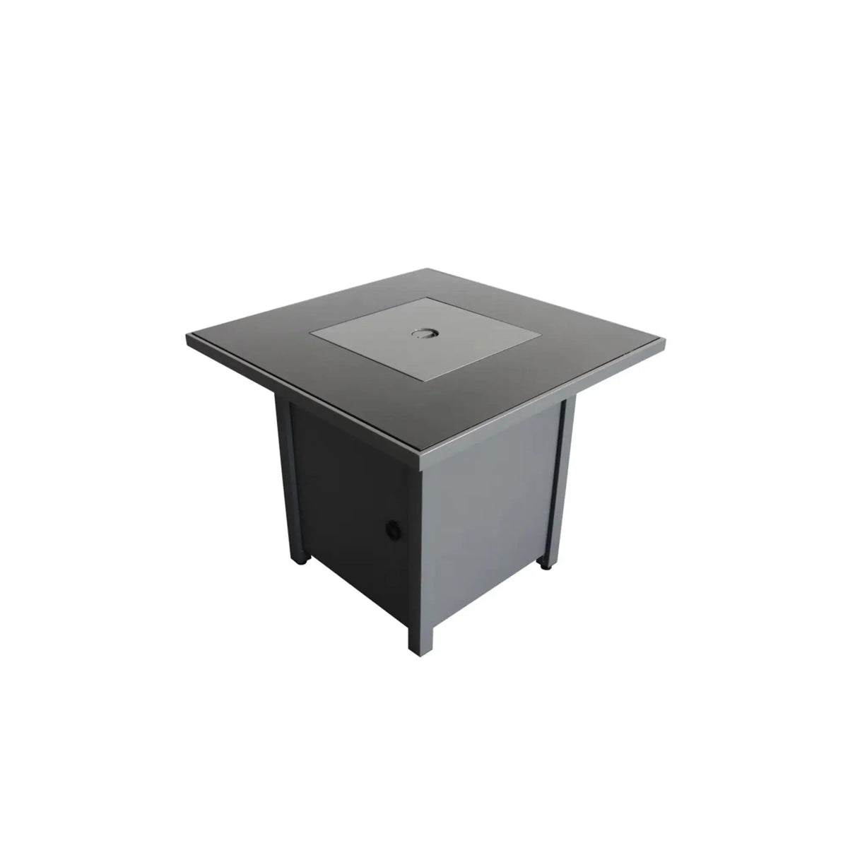 Outdoor Fire Pit Table | Gray | Steel Construction | Smoked Glass Top With Lid