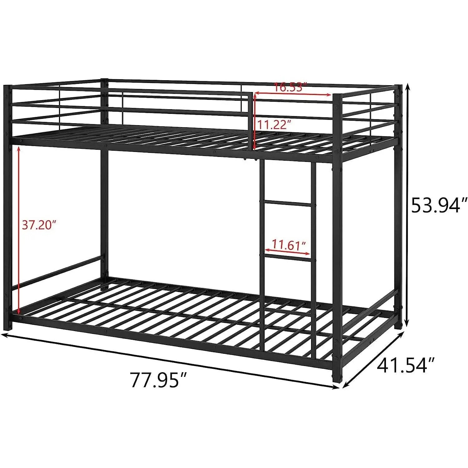Twin Metal Low Bunk Bed With Guard Rails And Ladder from PriceLows™