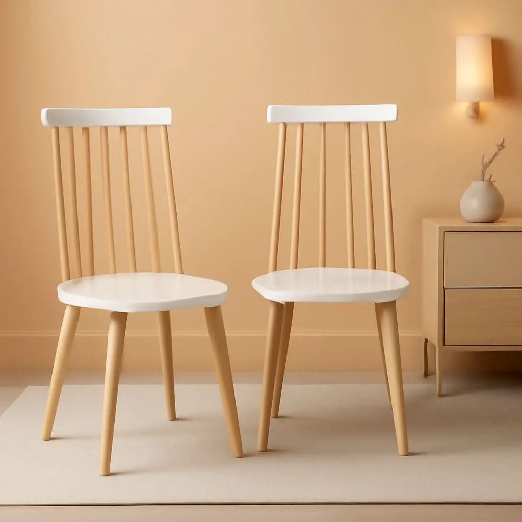 Burris Farmhouse Spindle Side Chair Natural White Set Of 2 from PriceLows™