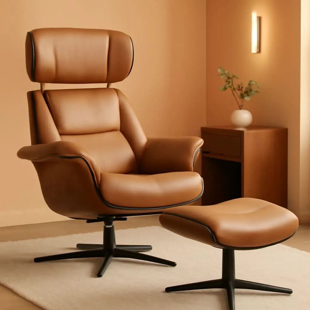 Saddle Leather Adjustable Headrest Reclining Chair from PriceLows™