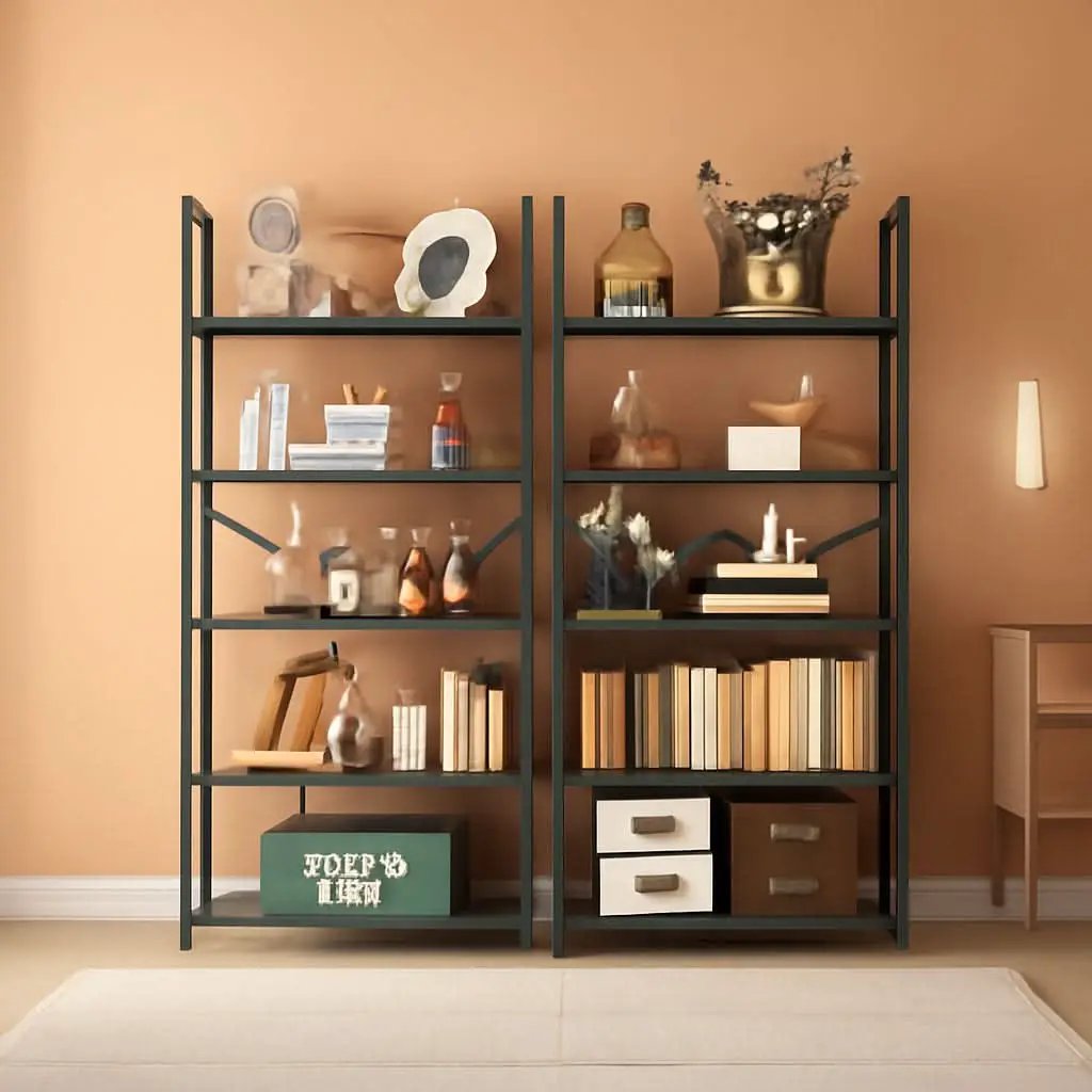 Grey Five Tier Bookshelf for Home Office and Living Room from PriceLows™