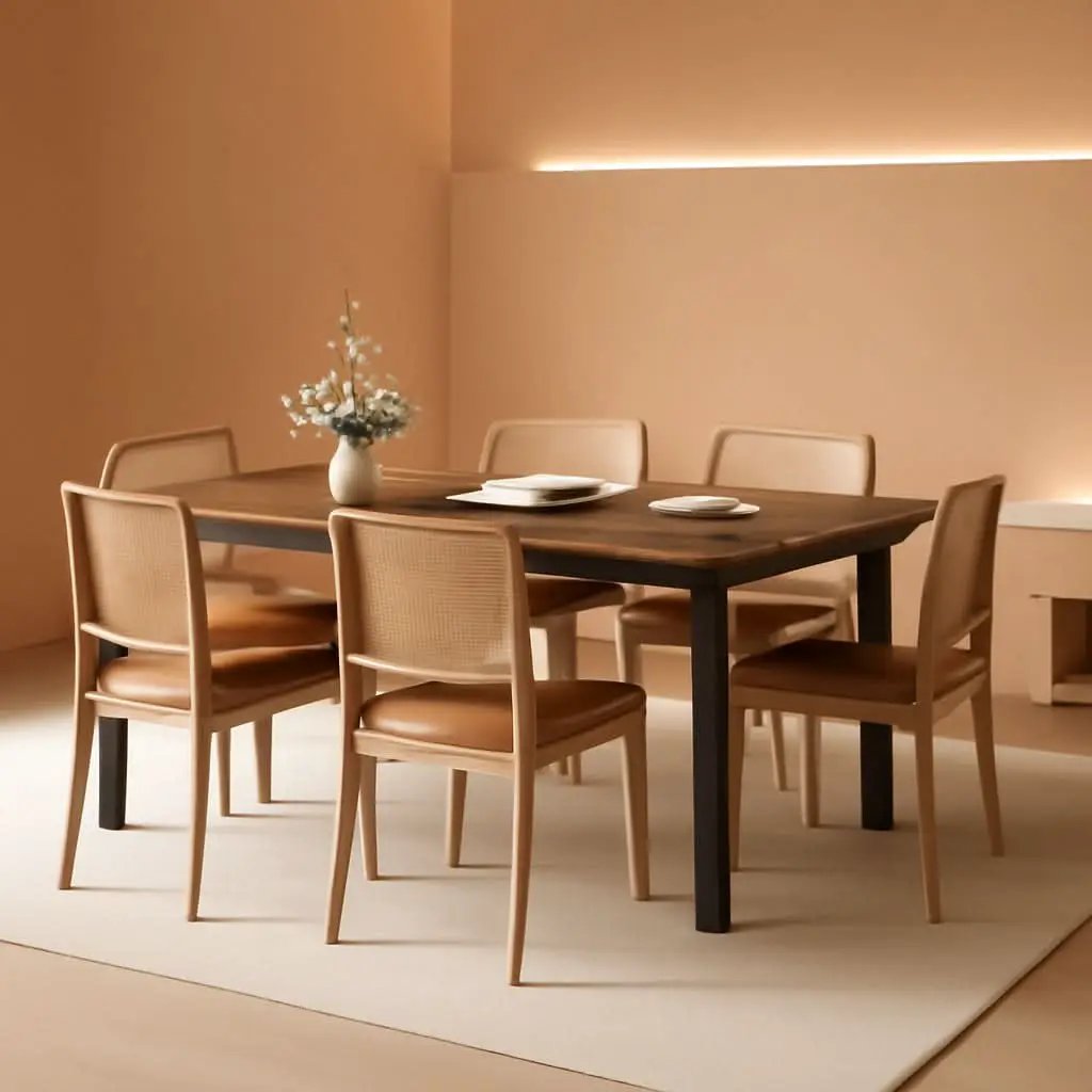 Industrial Wood Dining Table 78.7 Inches Long Brown Finish from PriceLows™