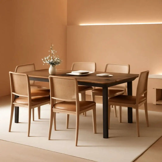 Industrial Wood Dining Table 78.7 Inches Long Brown Finish from PriceLows™