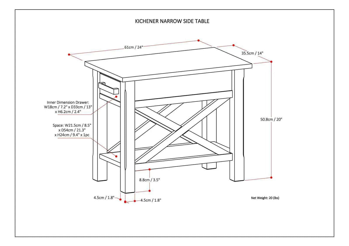 Kitchener Handcrafted Table | 6 Pieces | Solid Wood & Metal | Living Room