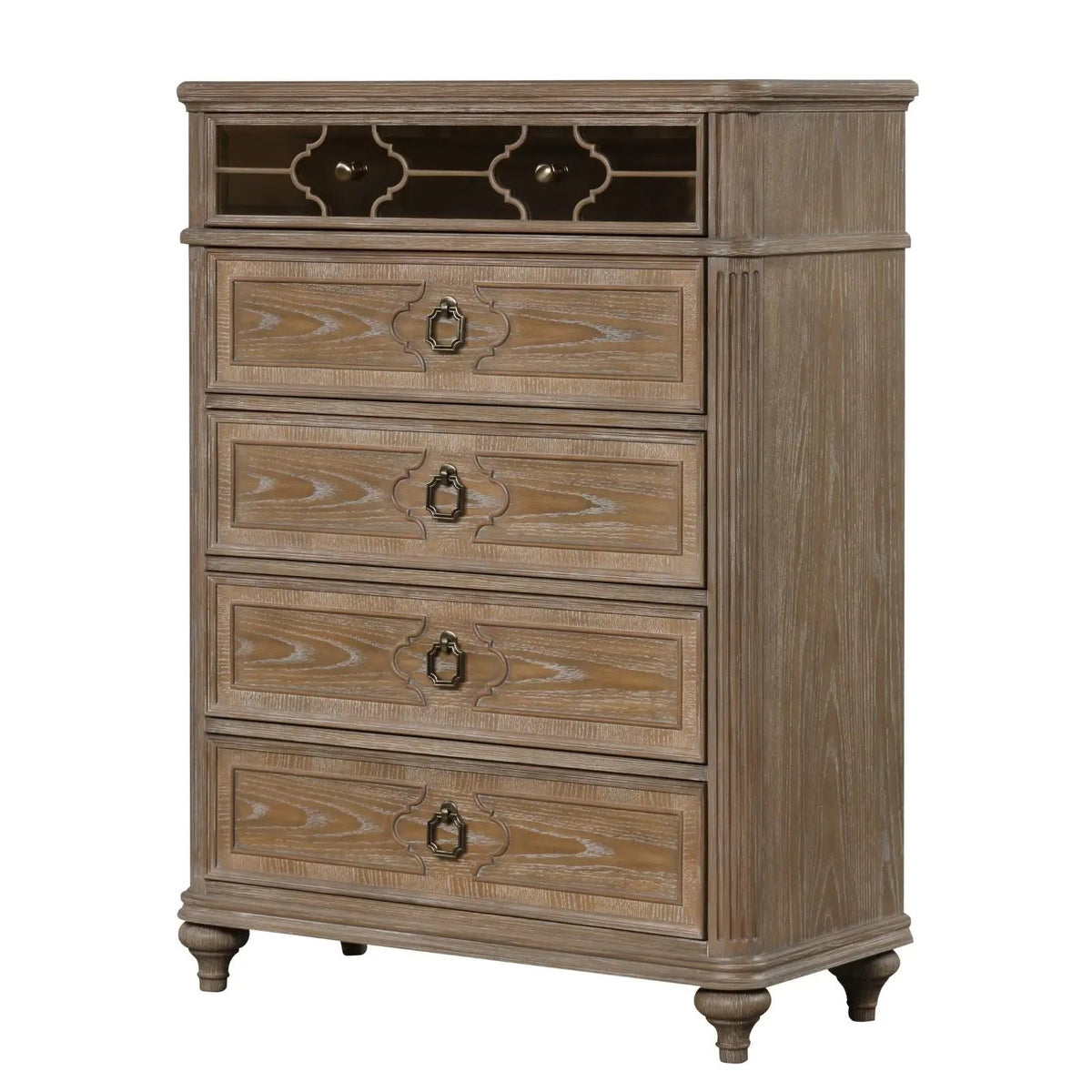 Accent Chest | Rustic Oak Finish | Back Dovetail Drawers | Solid Wood Construction