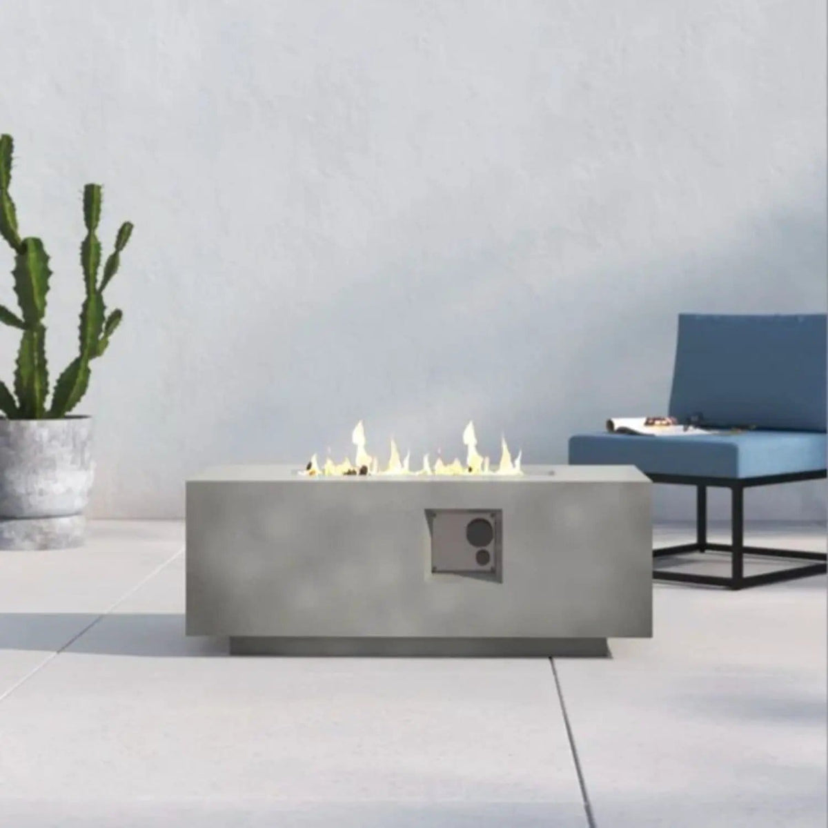Propane Outdoor Durable Fire Pit Table - | 20 x 42 x 16 in | Outdoor Living Furniture | Gray