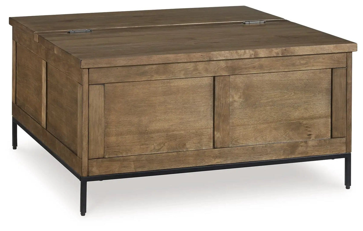 Torlanta Lift Top Cocktail Table | 36 x 36 x 18.5 in | Solid Wood & Steel | Brown
