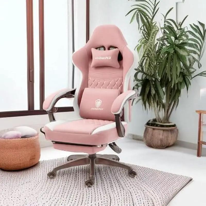 Pink Gaming Chair With Pocket Spring Cushion For Comfort from PriceLows™