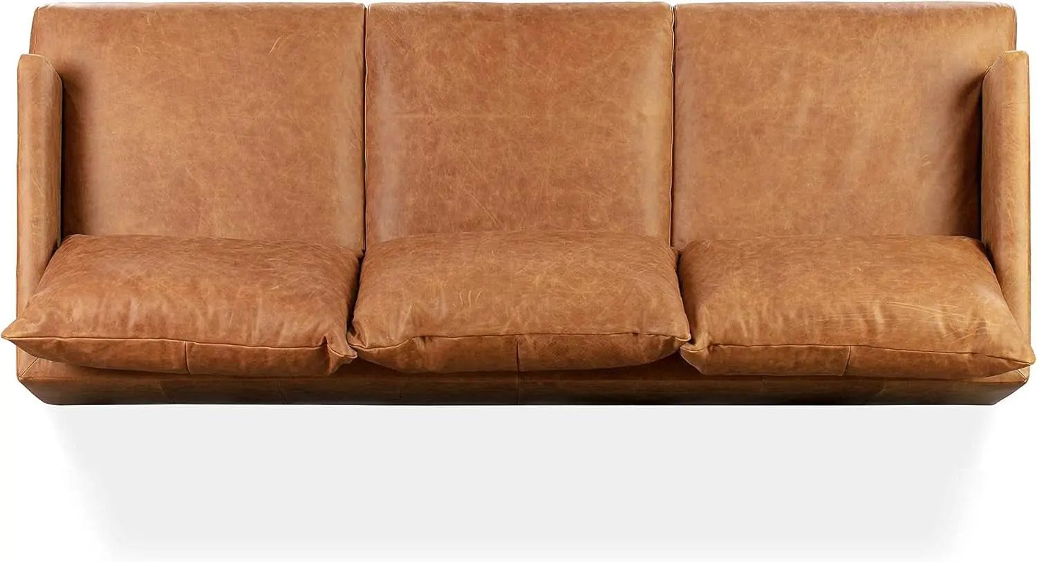 Girona 88 Inch Leather Sofa Cognac Tan With Tufted Back from PriceLows™