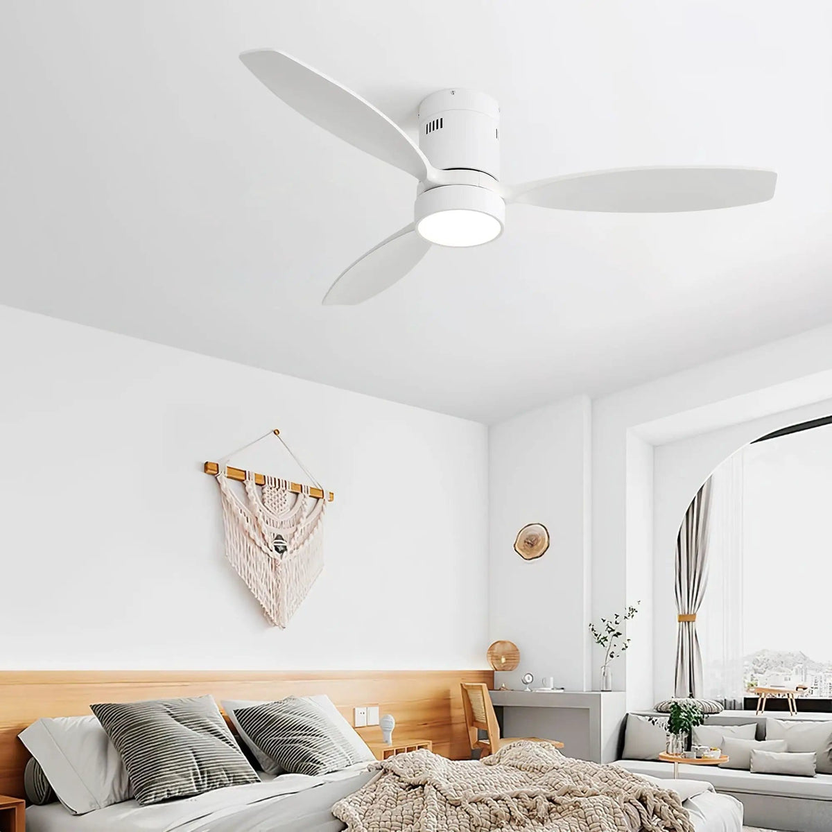 Ceiling Fan | 52 Inch Flush Mount | Reversible DC Motor | Remote LED Light