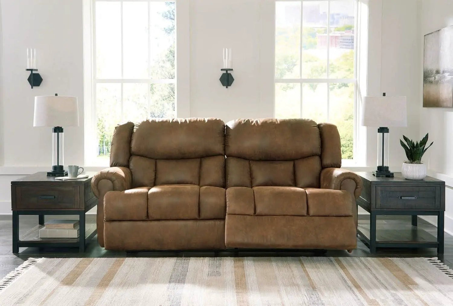 Boothbay Faux Leather 2 Seat Reclining Sofa Dark Brown from PriceLows™